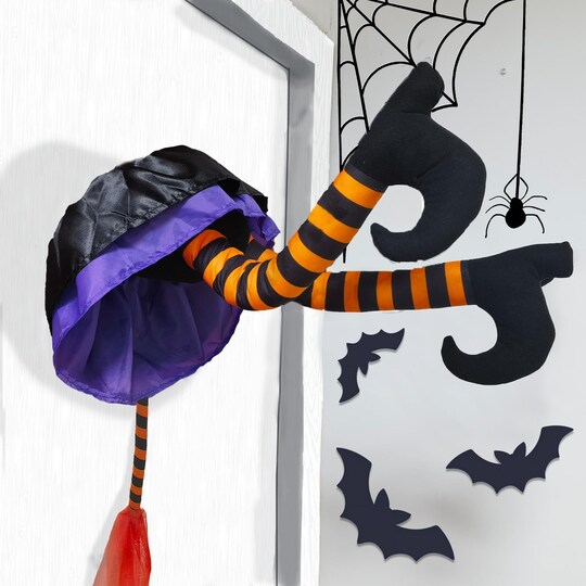 sANCHEZ; Outdoor Halloween Decorations Large Crashing Witch into Tree Hanging Decor; Category:Decor Garlands; Image:1